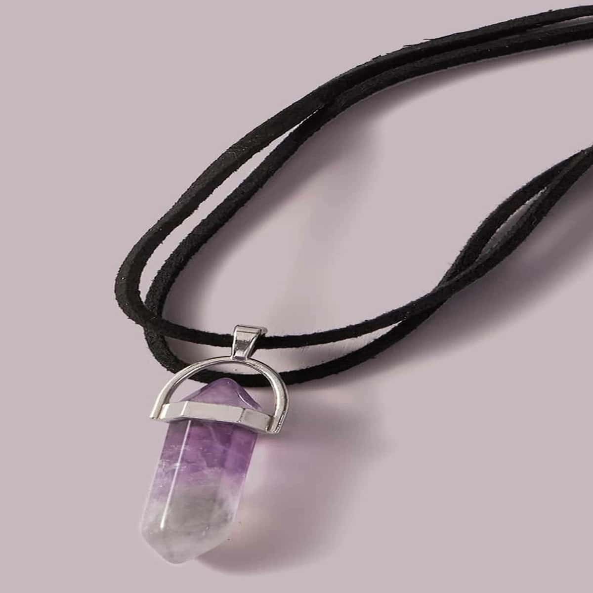 

Stone Pendant Necklace, Lilac purple