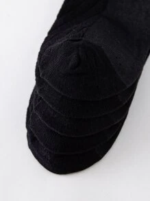 5 Pares De Calcetines Tobilleros Sólidos - Negro - Ver 3