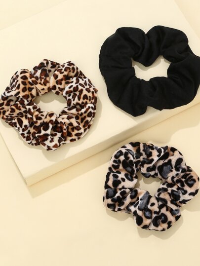 3 pezzi Elastici per capelli casual a stampa leopardata, accessori per capelli, elastici per coda di cavallo, fasce per capelli, fermagli per capelli, accessori per la testa, fasce in gomma