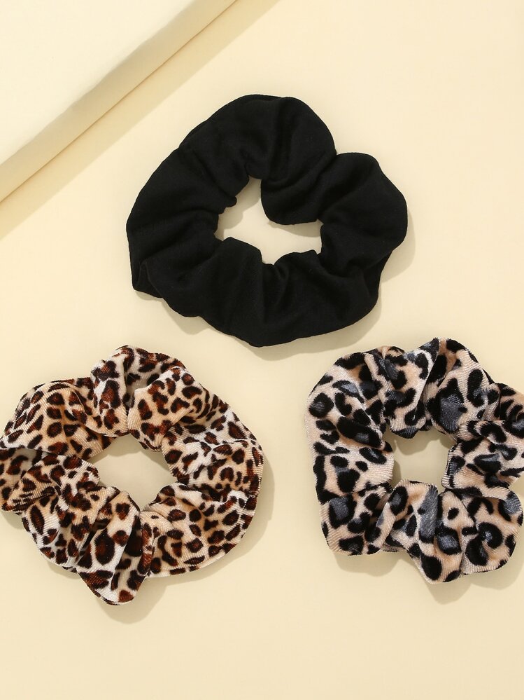 3pcs Leopard Scrunchies Casual,Leopard Print,Hair Accessories,Ponytail ,Hair Elastics,Hair Rope,Hair Ties, Hair Bobbles Head Accessories Rubber Bands - Multicolor - View 2