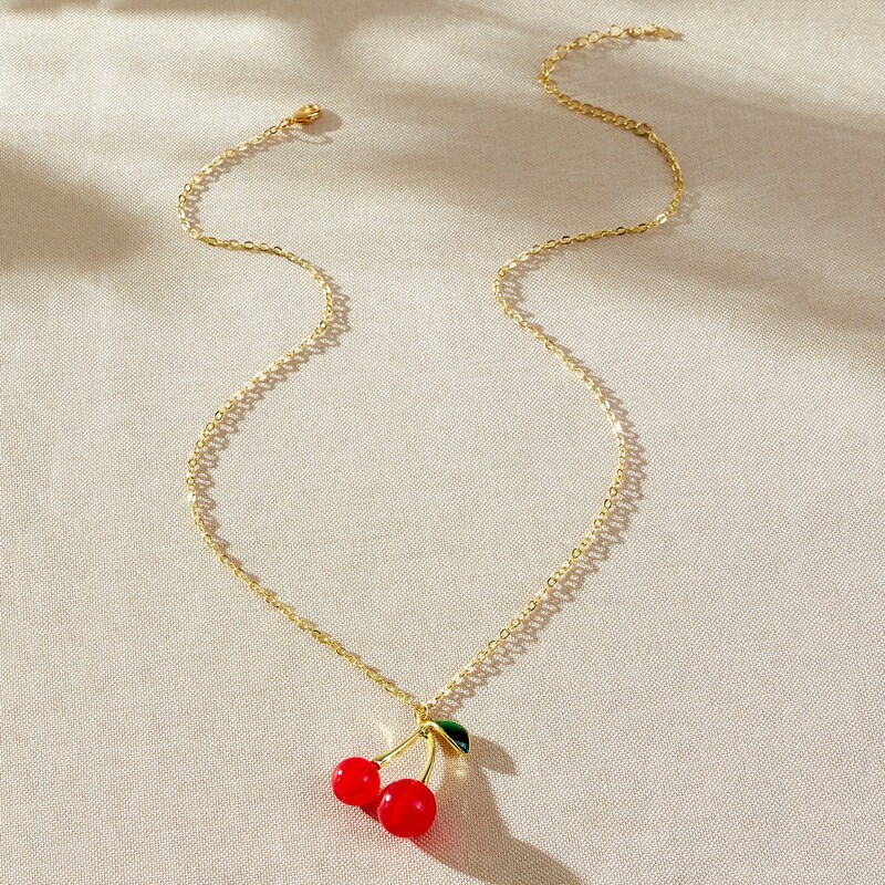 

Cherry Pendant Necklace, Gold