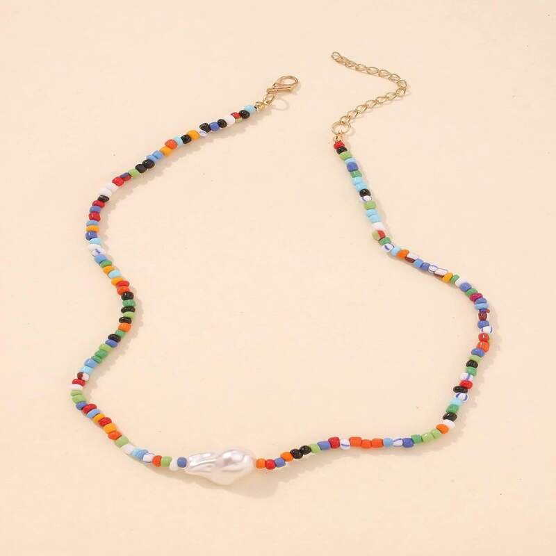 

Colorful Beaded Necklace, Multicolor