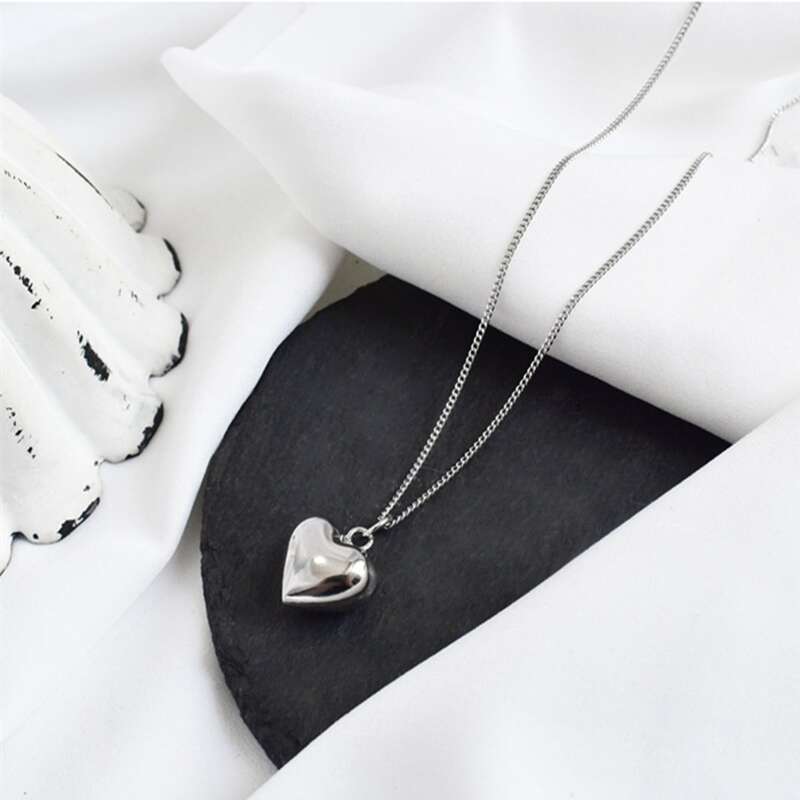 

Heart Pendant Necklace, Silver