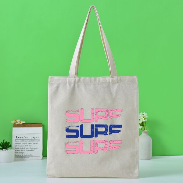 

Letter Graphic Shopper Bag, Beige