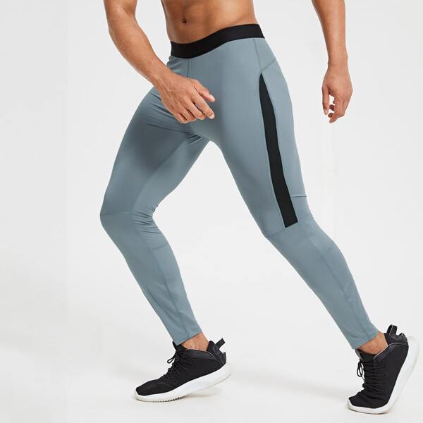 

Men Side Panel Sport Tights, Grey