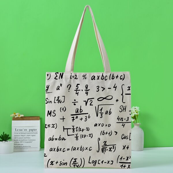 

Mathematical Formula Pattern Shopper Bag, Beige