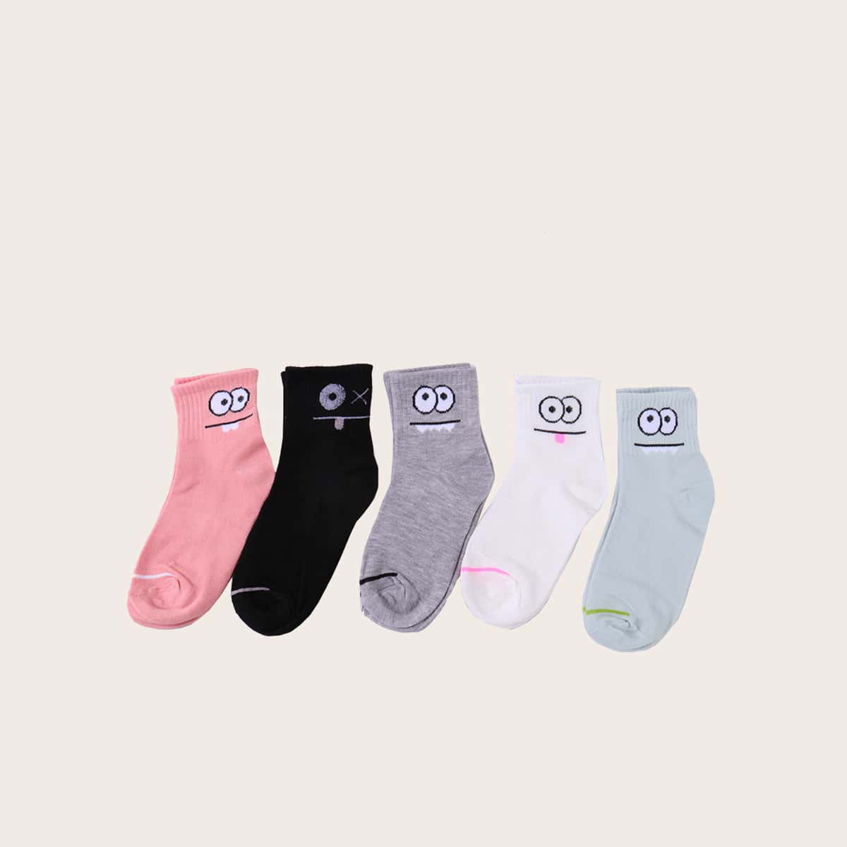

5pairs Cartoon Graphic Ankle Socks, Multicolor