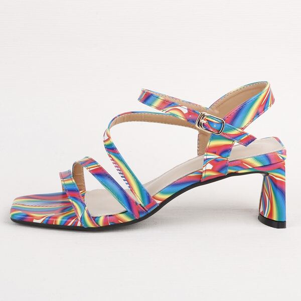 

Colorful Print Strappy Sandals, Multicolor
