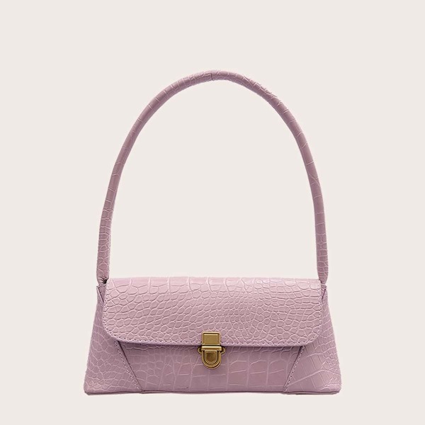 

Croc Embossed Shoulder Bag, Purple