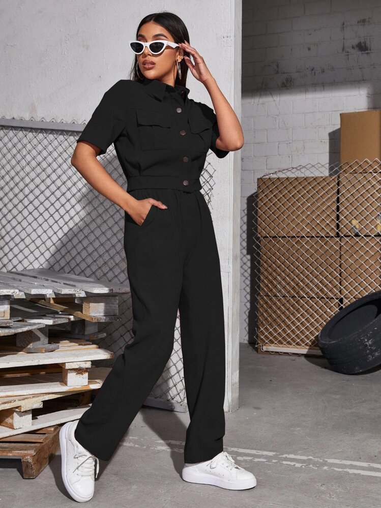 Mulvari Corduroy Flap Pocket Blouse & Pants - Black - View 4