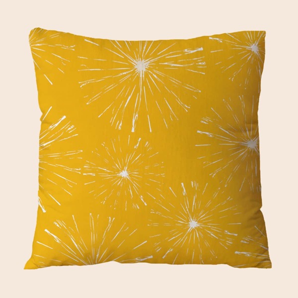 

Firework Print Cushion Cover Without Filler, Yellow