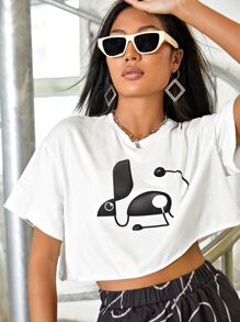 Stella Matyanova 圖案短版T恤 - 白色 - 查看 1