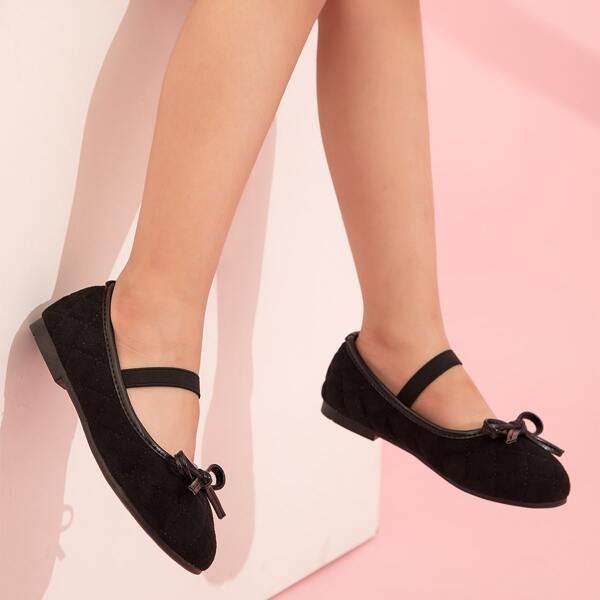 

Girls Bow Decor Flats, Black