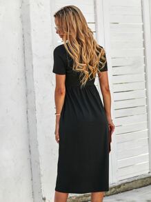 SHEIN LUNE Đầm Túi màu trơn Giải trí - màu đen - Xem 2