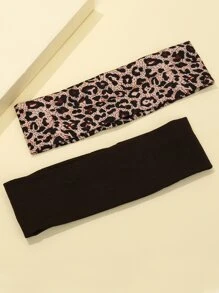 2条装休闲印花发带，适合日常佩戴，可打造各种女孩发型。豹纹印花头巾，吸汗带，适合上学、大学等场合，秋冬季节也适合女性佩戴，是度假装扮的理想选择。优雅的女士围巾，柔软舒适的头巾。 - 彩色 - 查看 3