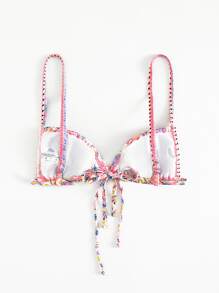 Ditsy Floral Tie Front Bikini Top - Multicolor - View 2