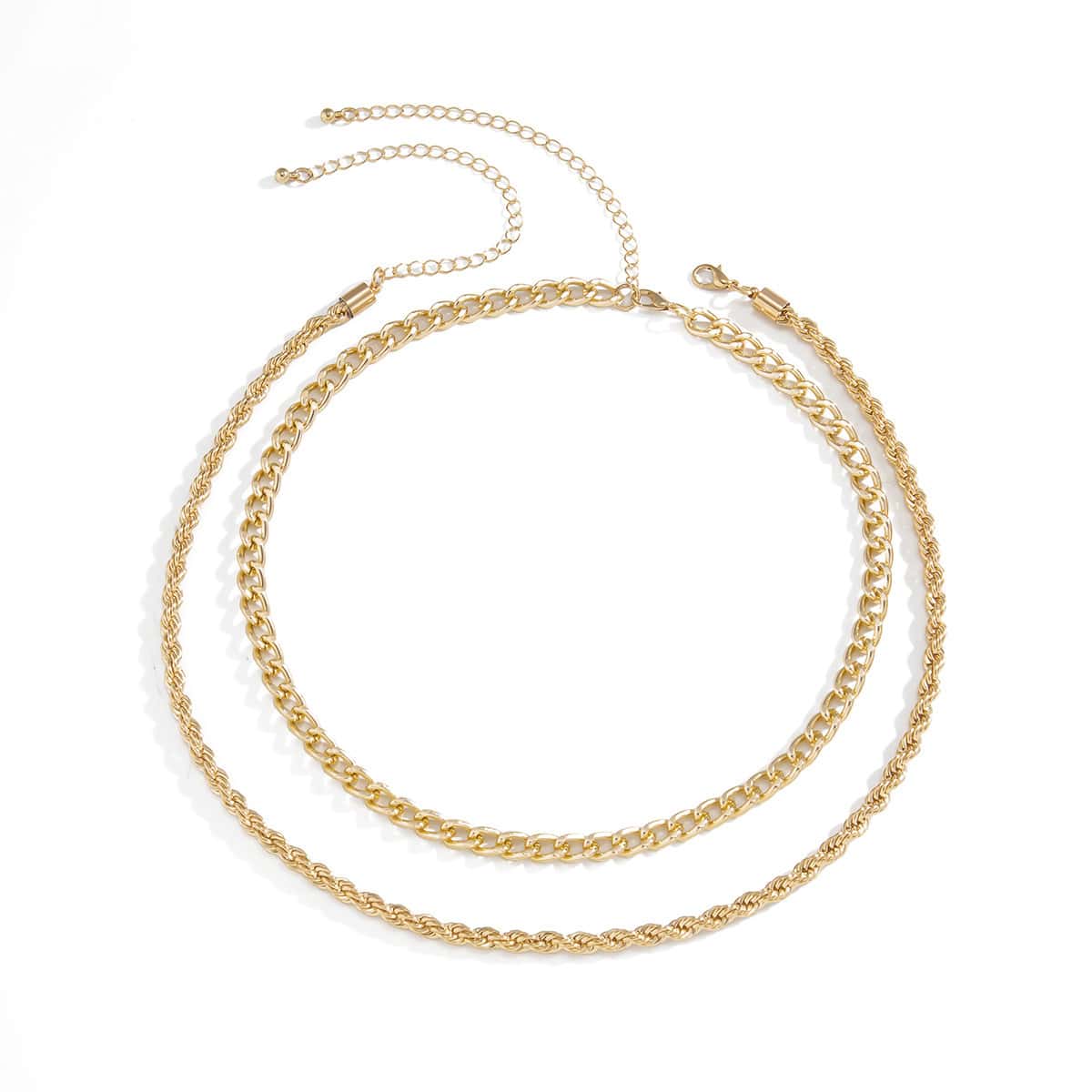 

2pcs Simple Chain Necklace, Gold