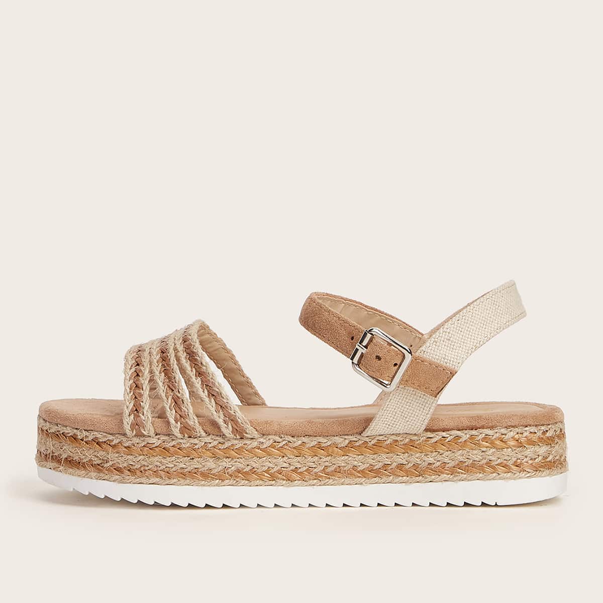 

Chevron Ankle Strap Sandals, Beige