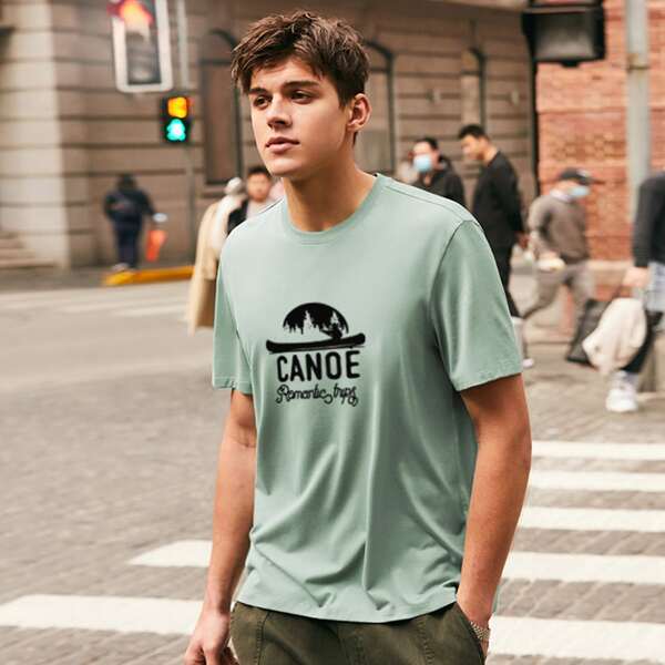 

Men Letter Graphic Tee, Mint green