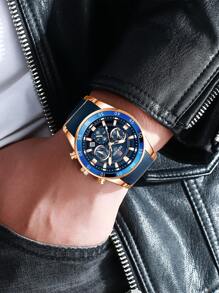 REWARD Men's Quartz Watch Business Fashion Style Timing Calendar Luminous Hands Multi-Functional Men Wristwatch High Quality Gift Classic Design Silicone Watch Band - Rose Gold - View 5