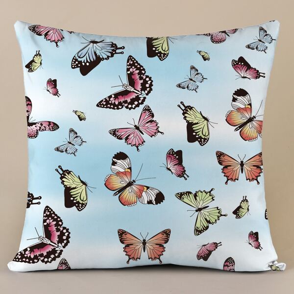 

Butterfly Print Cushion Cover Without Filler, Multicolor