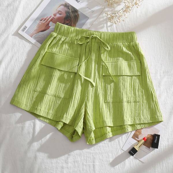 

Solid Knot Detail Shorts, Green