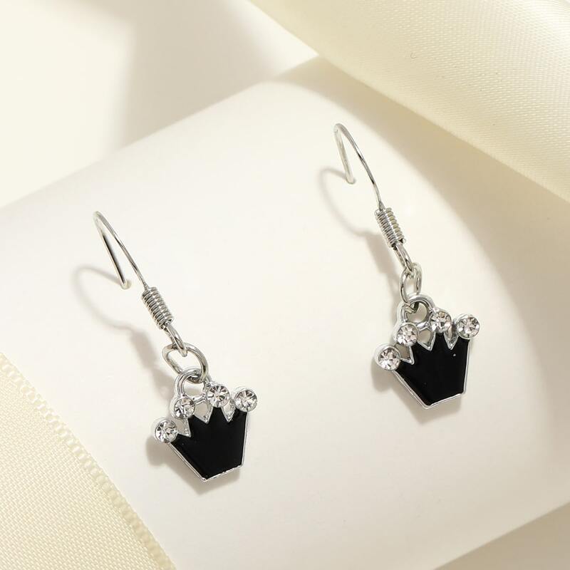 

Crown Drop Earrings, Black