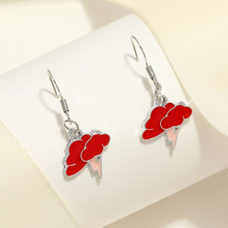 

Cloud Drop Earrings, Red