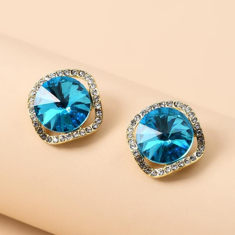 

Rhinestone Stud Earrings, Blue