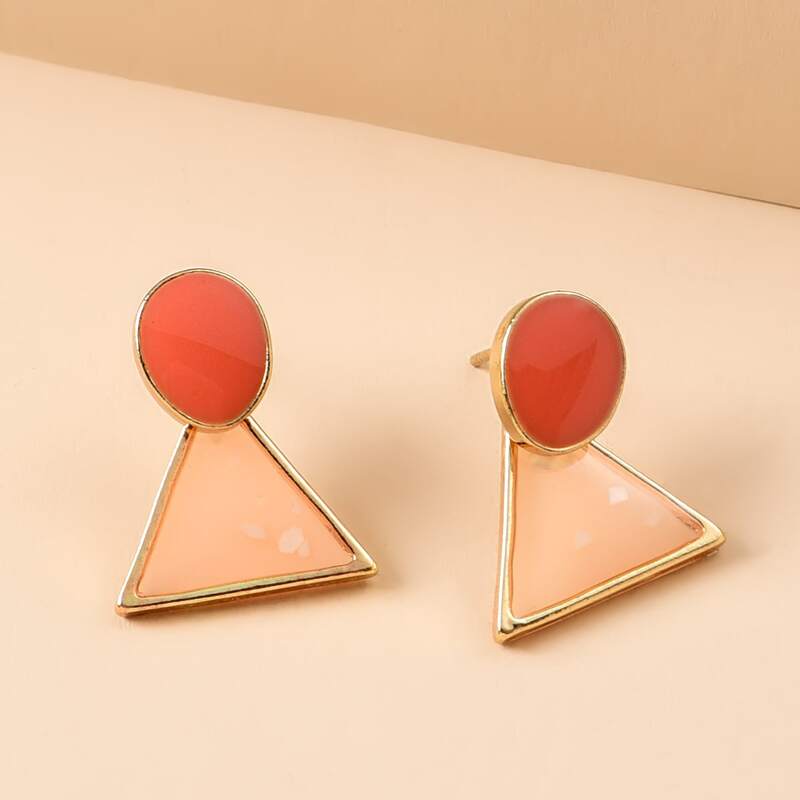 

Geo Stud Earrings, Red