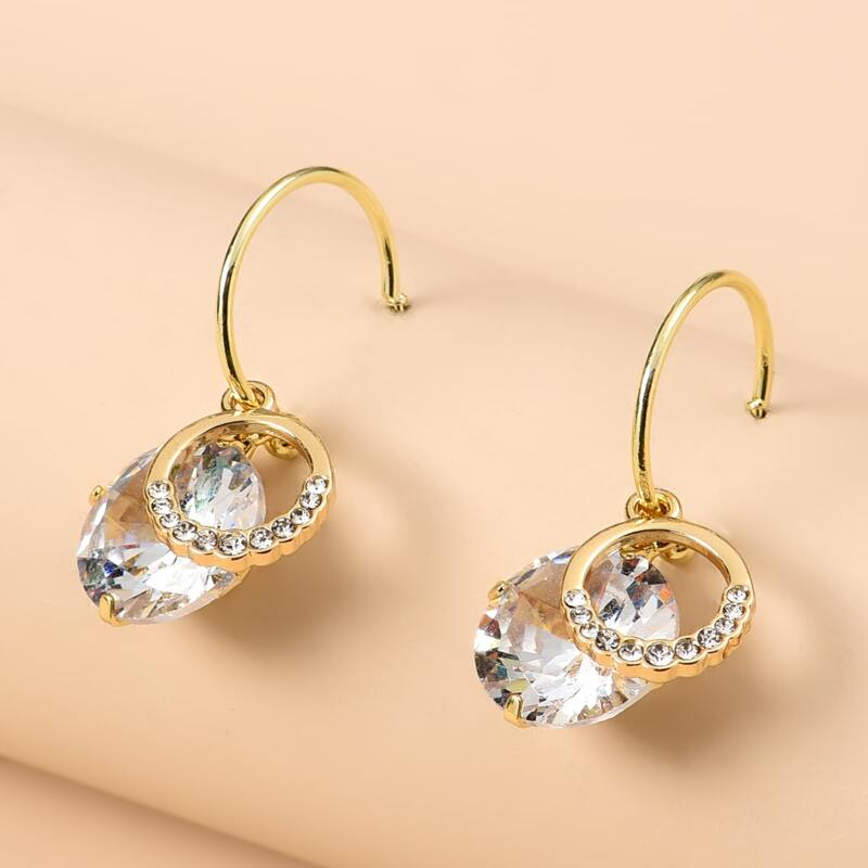 

Rhinestone Drop Earrings, Gold
