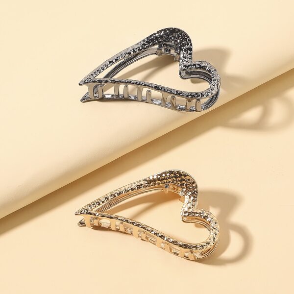 

2pcs Heart Design Hair Claw, Multicolor