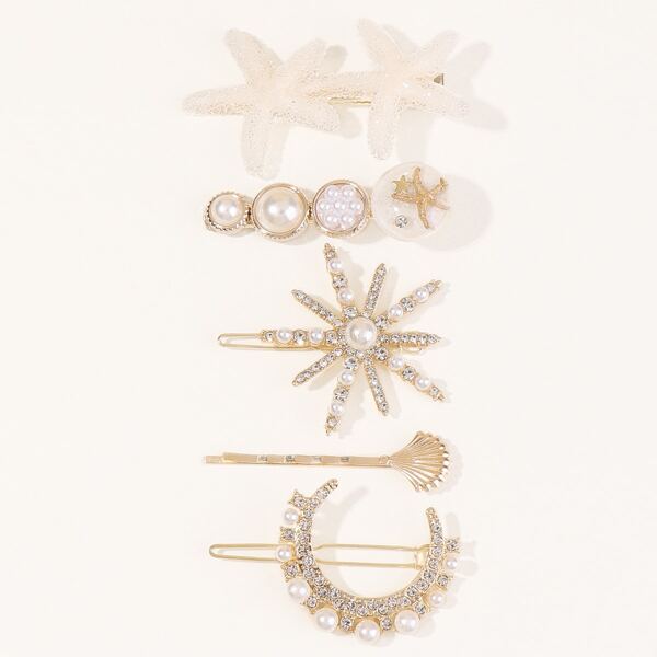

5pcs Rhinestone Decor Hair Clip, Multicolor