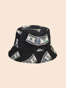 Men Banknote Print Bucket Hat - View 1