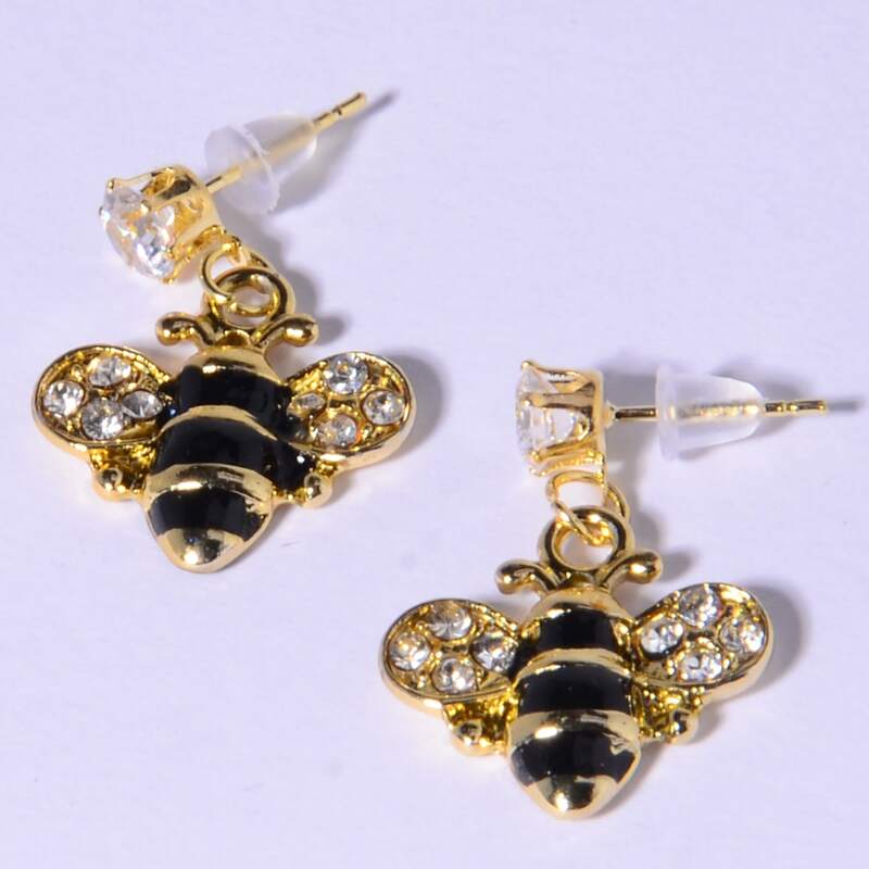 

Rhinestone Bee Drop Earrings, Multicolor