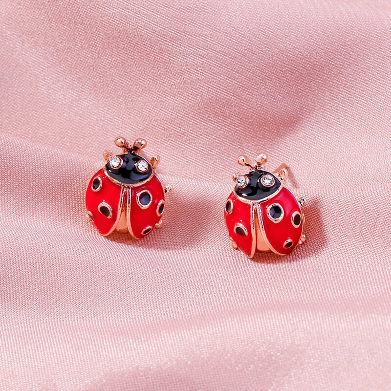 

Ladybug Stud Earrings, Red