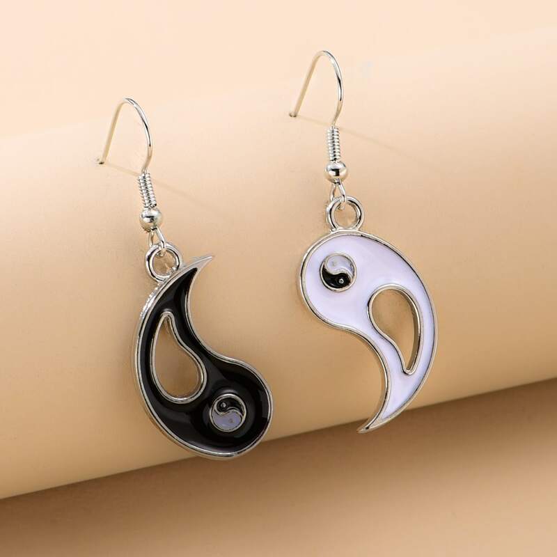 

Yin & Yang Drop Earrings, Silver