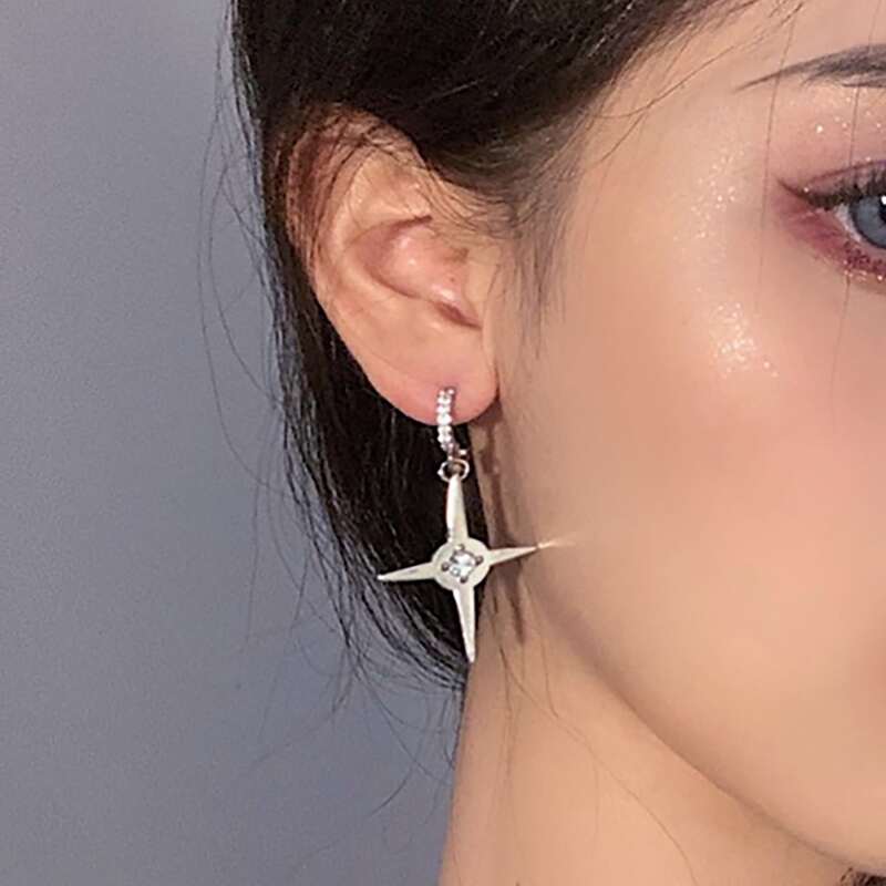 

Rhinestone Drop Earrings, Silver