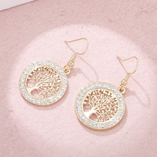 

Rhinestone Decor Round Drop Earrings, Gold