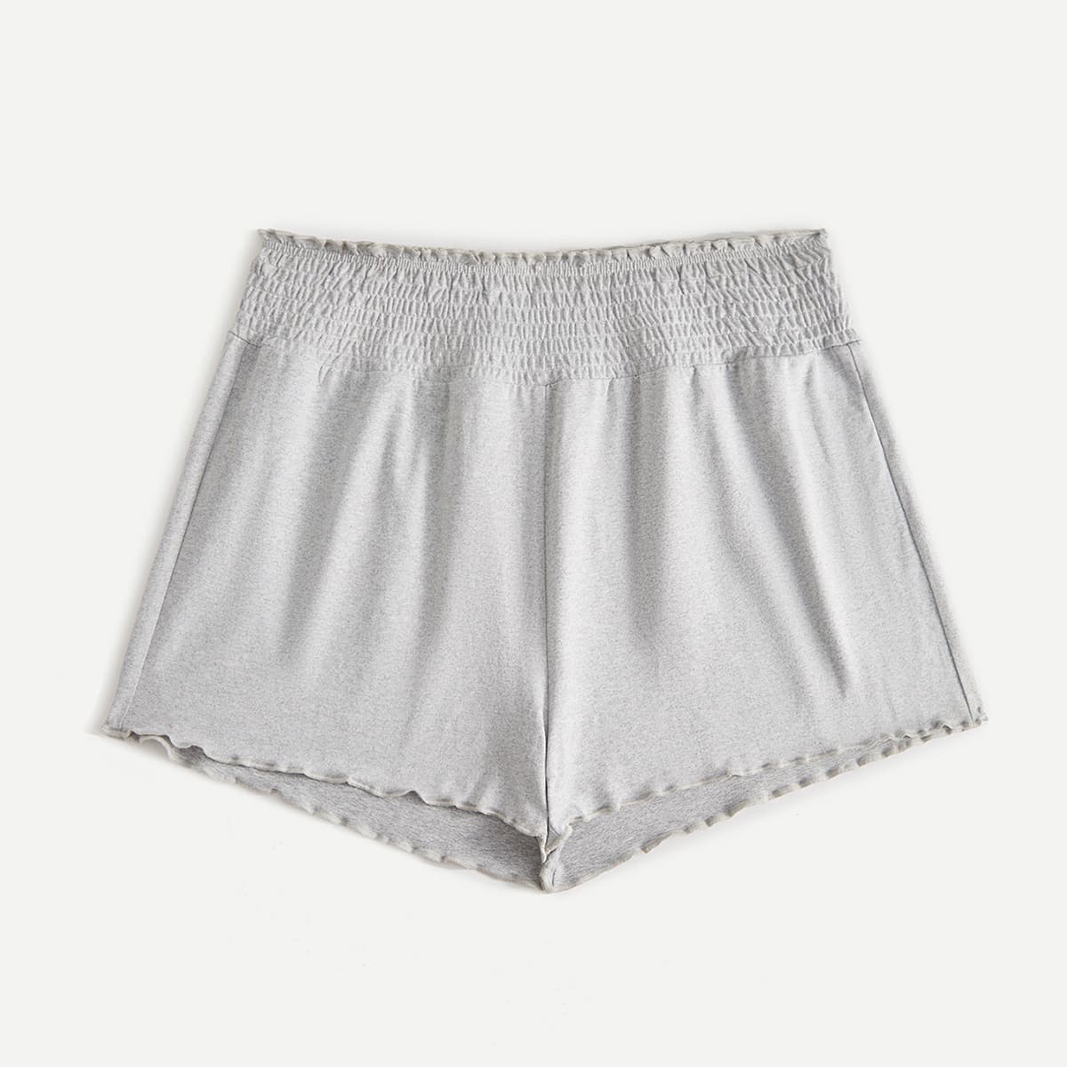 

Solid Shirred Shorts, Light grey