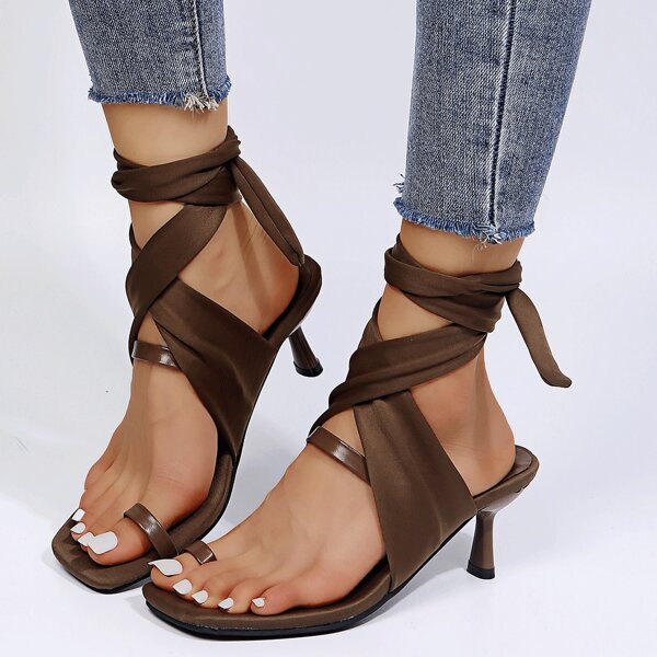 

Minimalist Tie Leg Thong Sandals, Chocolate brown