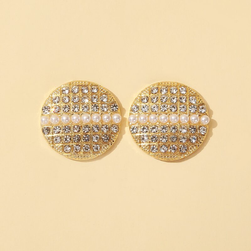 

Rhinestone Stud Earrings, Gold