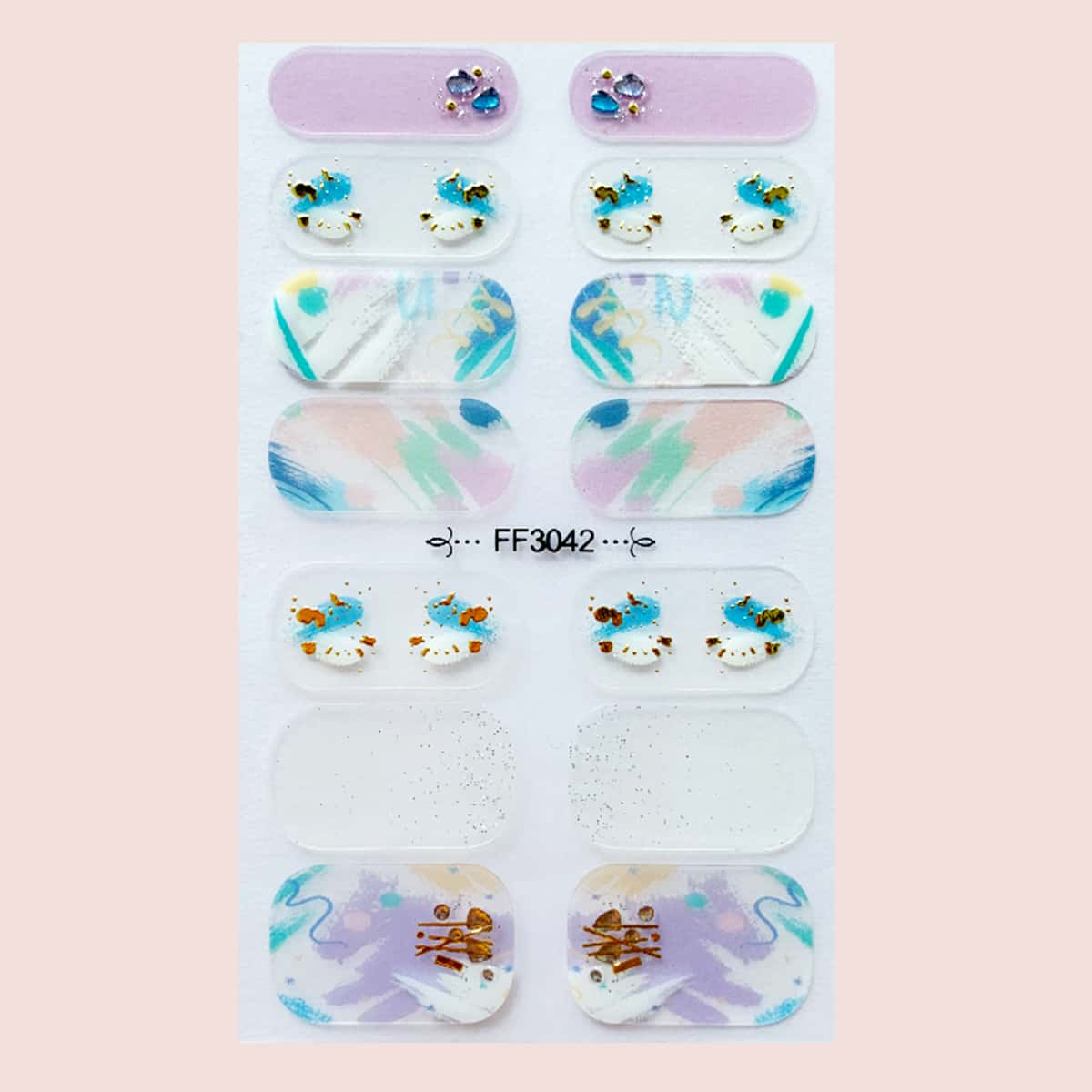 

1sheet Watercolor Nail Sticker, Multicolor