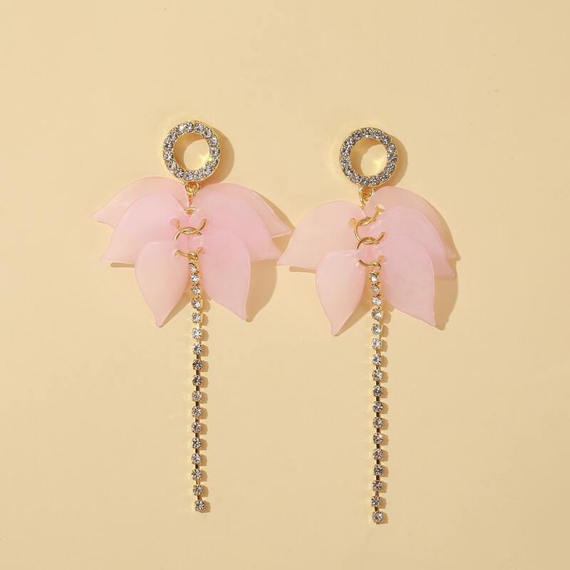 

Flower Drop Earrings, Pink