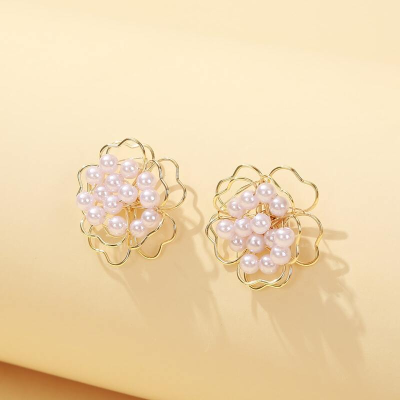 

Faux Pearl Decor Stud Earrings, Pink