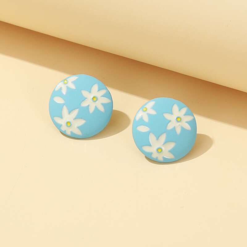 

Flower Stud Earrings, Blue