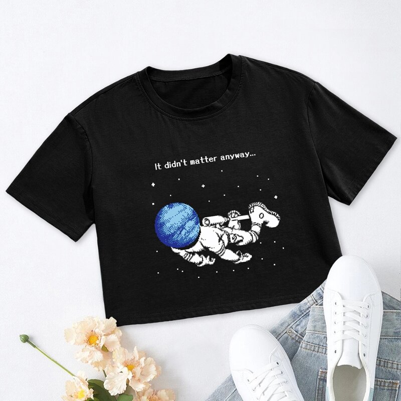 

Letter Astronaut Graphic Crop Tee, Black