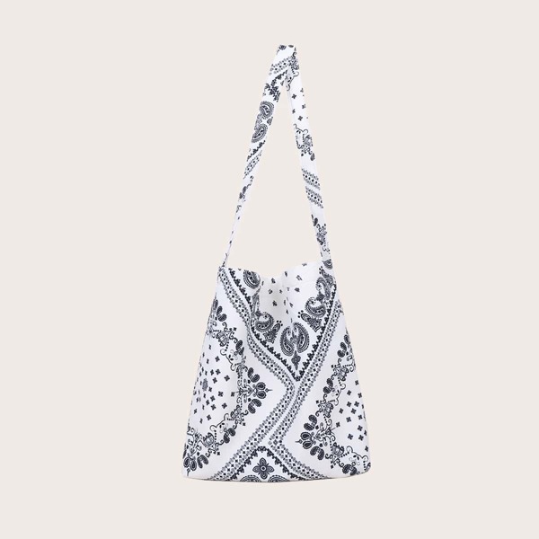 

Paisley Graphic Shoulder Bag, Black and white