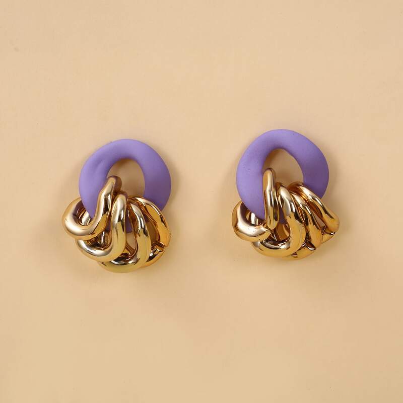 

Two Tone Decor Earrings, Multicolor