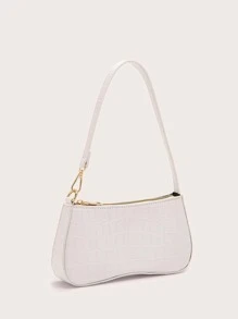 Crocodile Embossed Bag - White - View 3